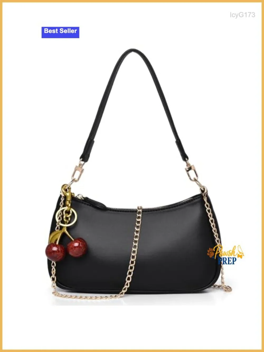 Small Faux Leather Hobo Crossbody Bag with Cherry Charm and RFID Blocking
